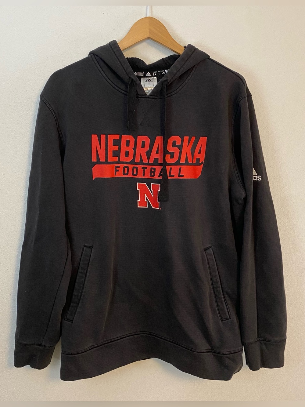 Adidas Nebraska Cornhuskers Football Black Hoodie Womens‎ Large